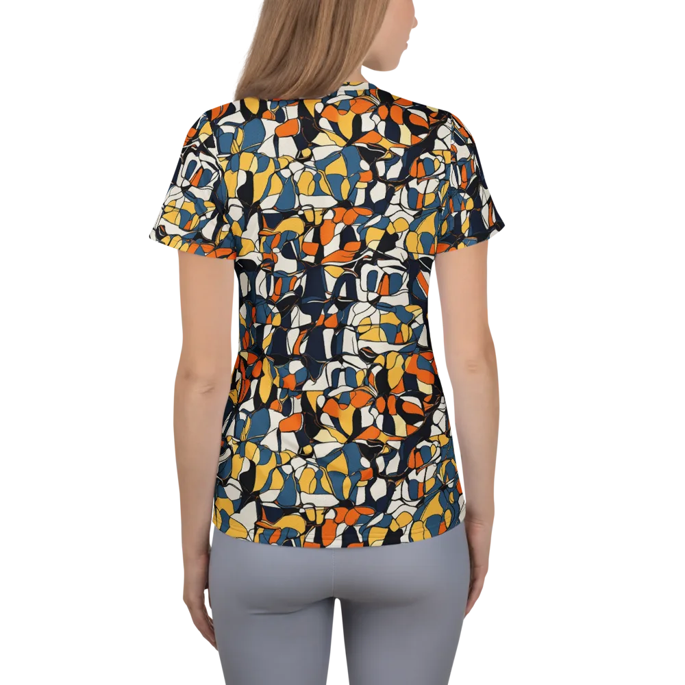 Cobalt Citrus Mosaic on Women's Athletic T-Shirt — Back