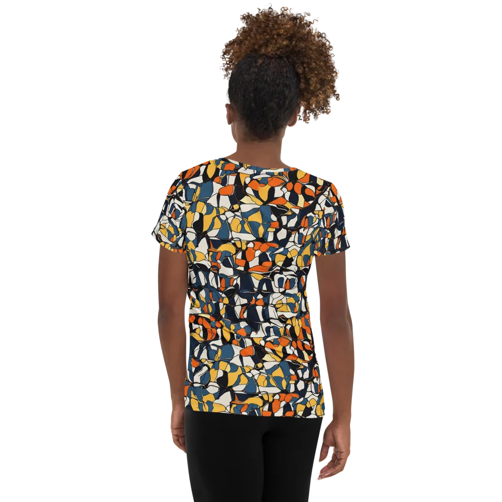 Cobalt Citrus Mosaic on Women's Athletic T-Shirt — Back