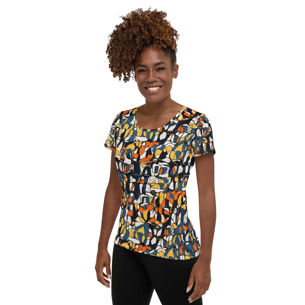 Cobalt Citrus Mosaic on Women's Athletic T-Shirt — Left