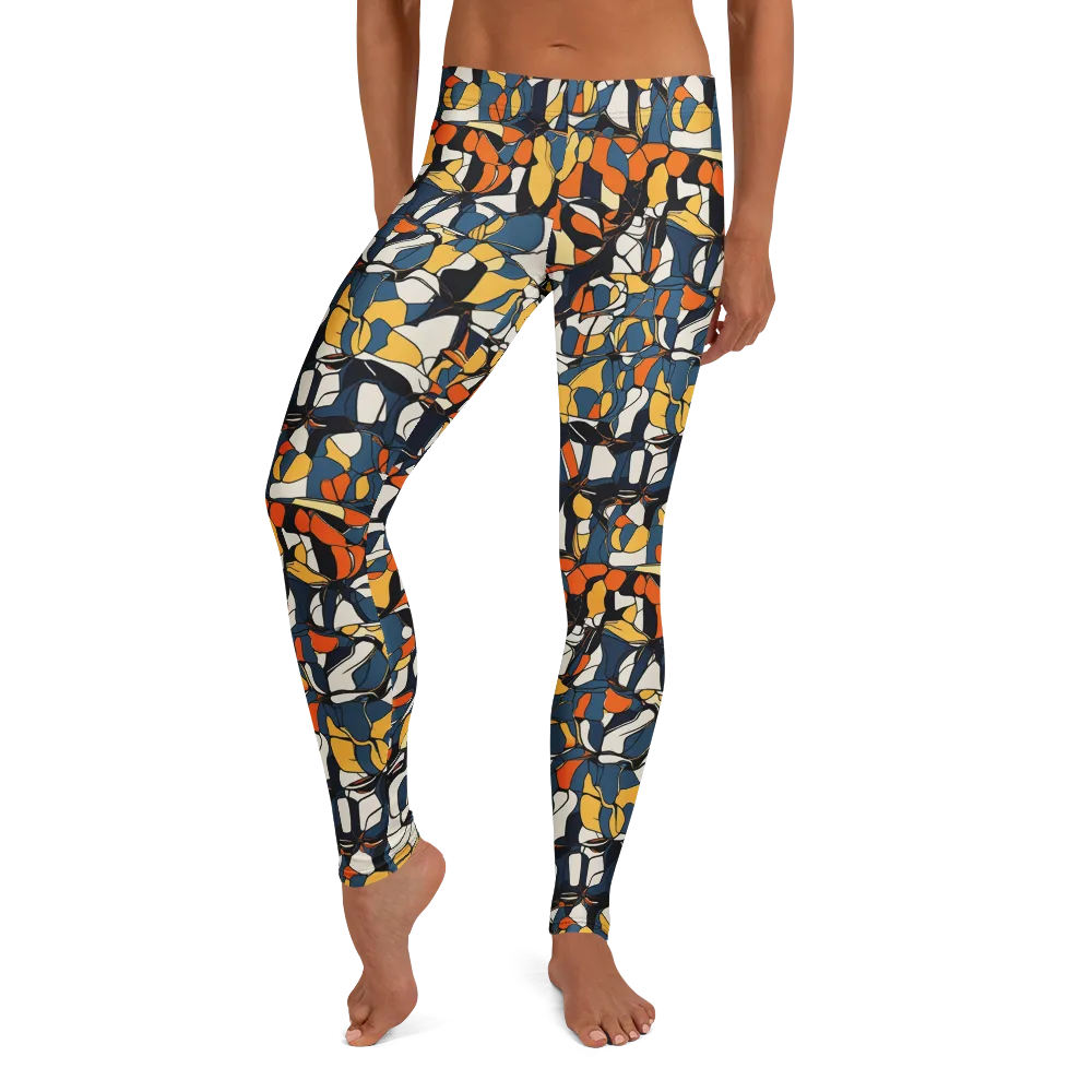 Cobalt Citrus Mosaic on Leggings — Front