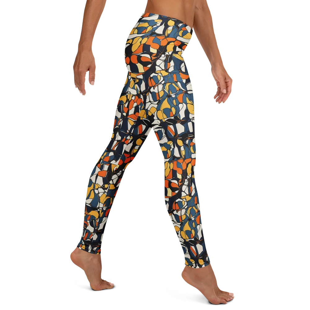 Cobalt Citrus Mosaic on Leggings — Right
