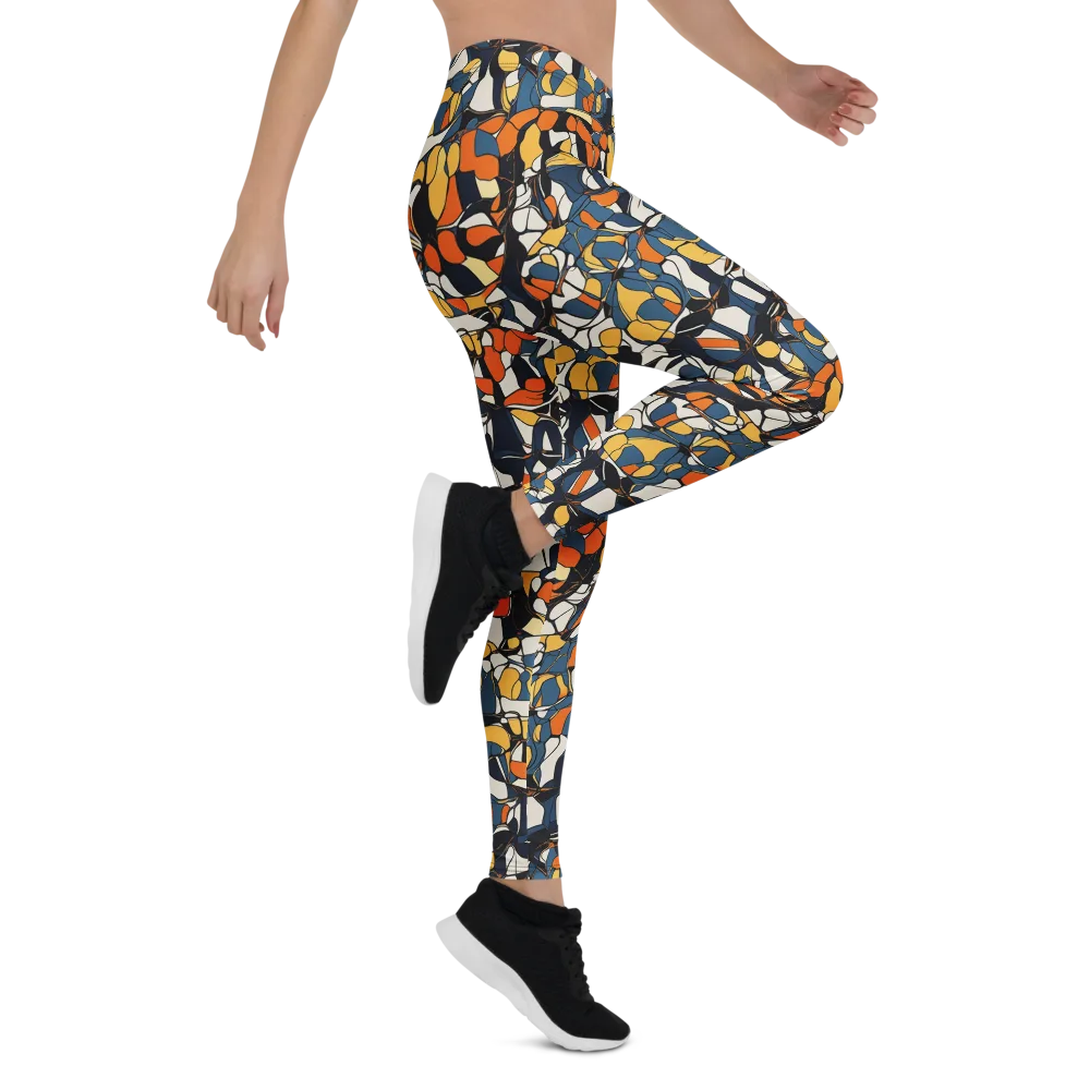 Cobalt Citrus Mosaic on Leggings — Right