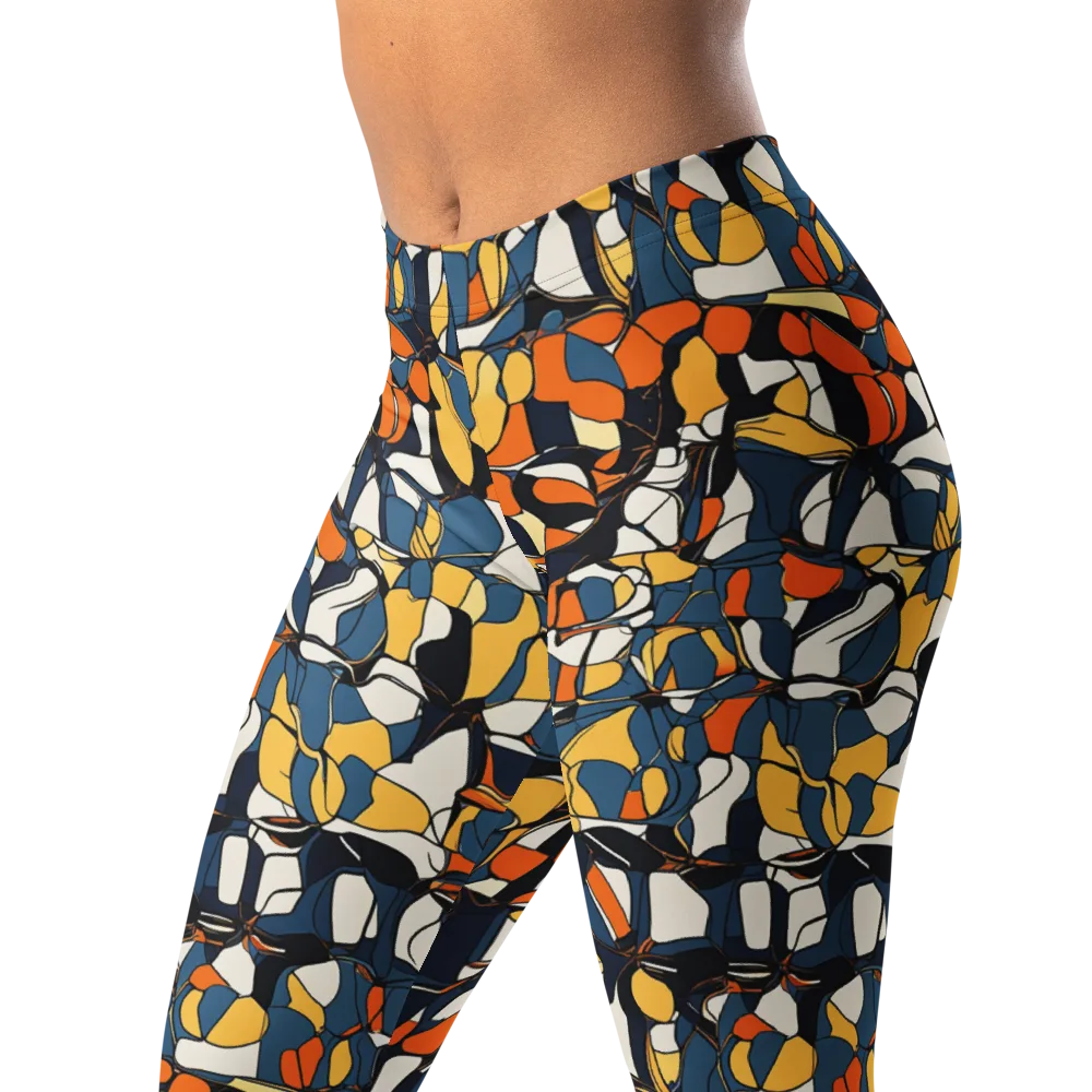 Cobalt Citrus Mosaic on Leggings — Left Front