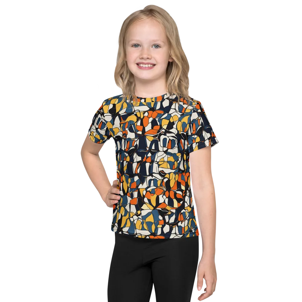 Cobalt Citrus Mosaic on Kids Crew Neck T-Shirt — Front