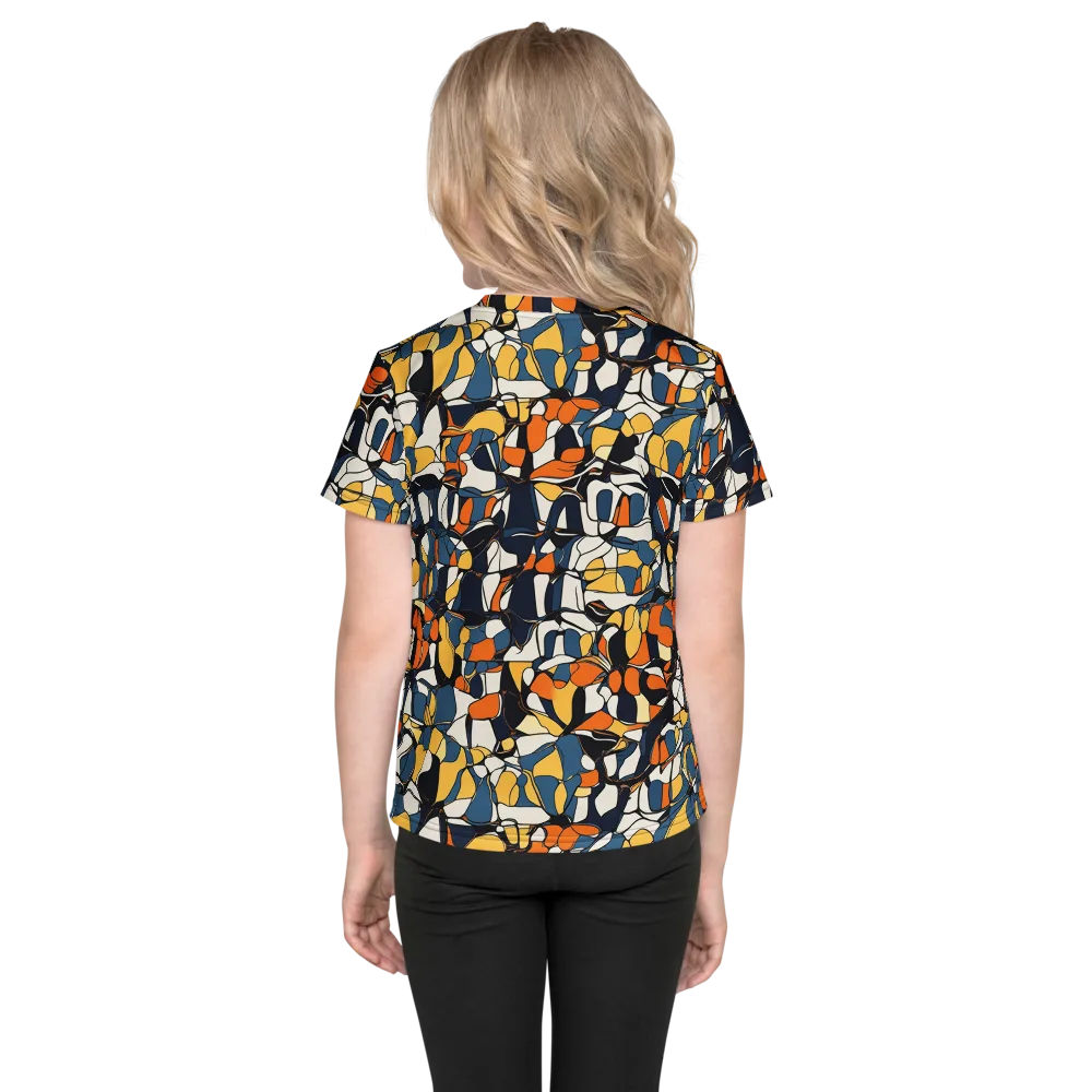 Cobalt Citrus Mosaic on Kids Crew Neck T-Shirt — Back