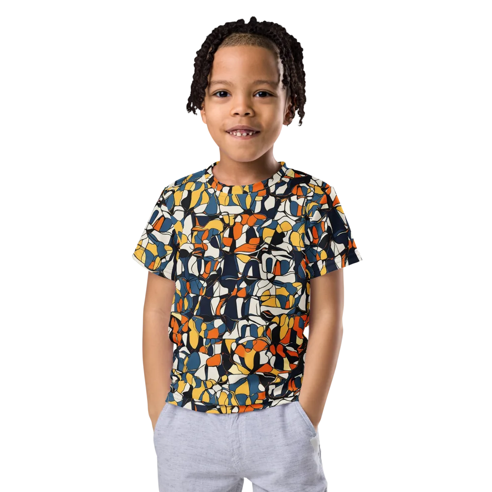 Cobalt Citrus Mosaic on Kids Crew Neck T-Shirt — Front