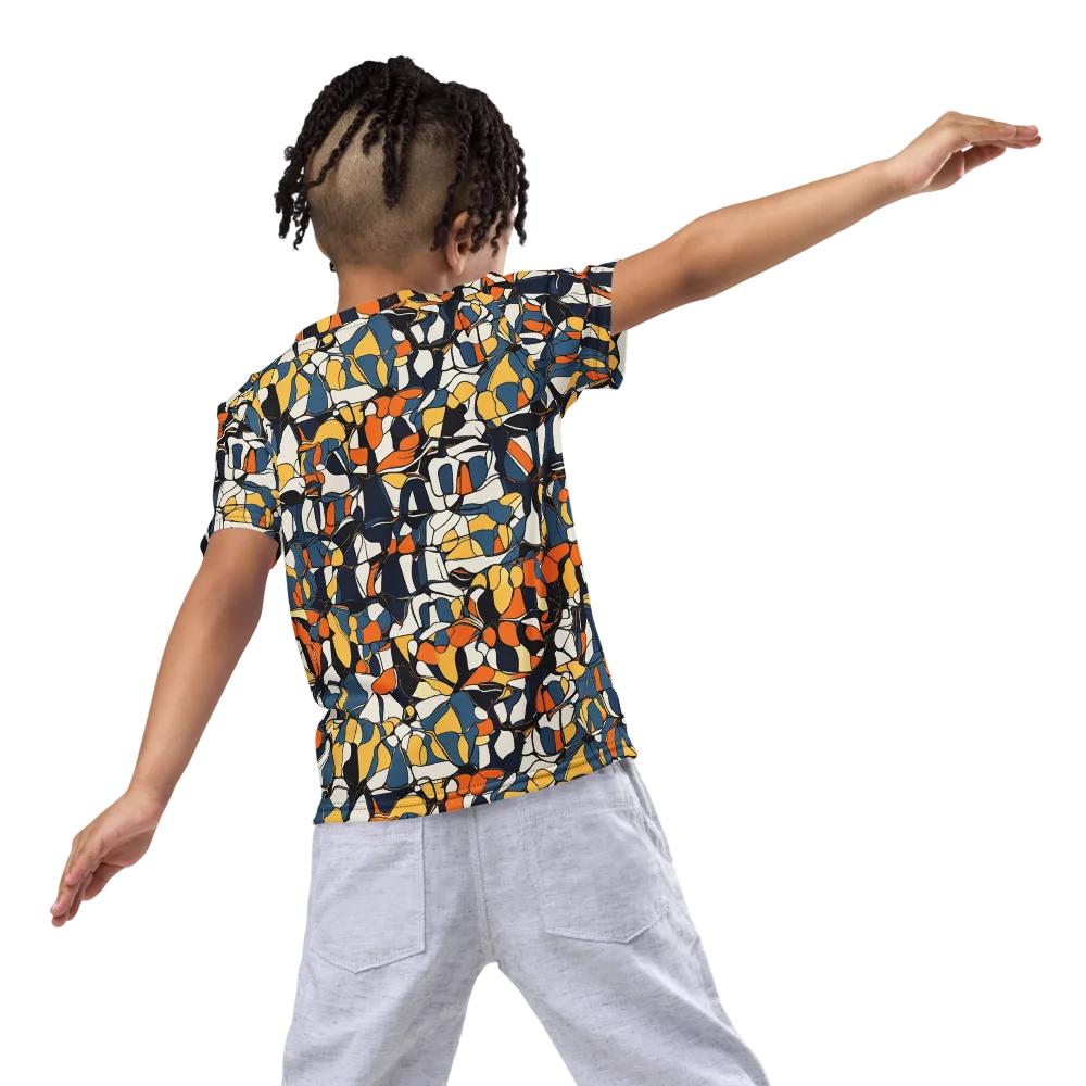 Cobalt Citrus Mosaic on Kids Crew Neck T-Shirt — Back