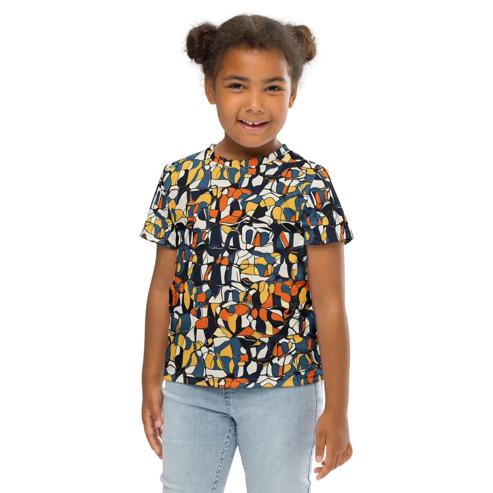 Cobalt Citrus Mosaic on Kids Crew Neck T-Shirt — Front