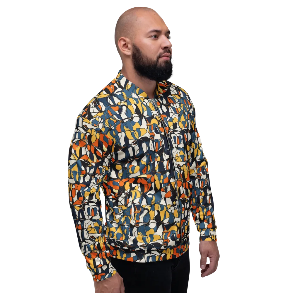 Cobalt Citrus Mosaic on Bomber Jacket — Right