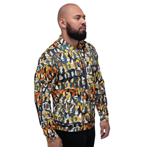 Cobalt Citrus Mosaic on a Bomber Jacket