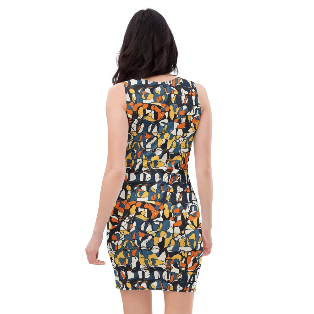 Cobalt Citrus Mosaic on Bodycon Dress — Back