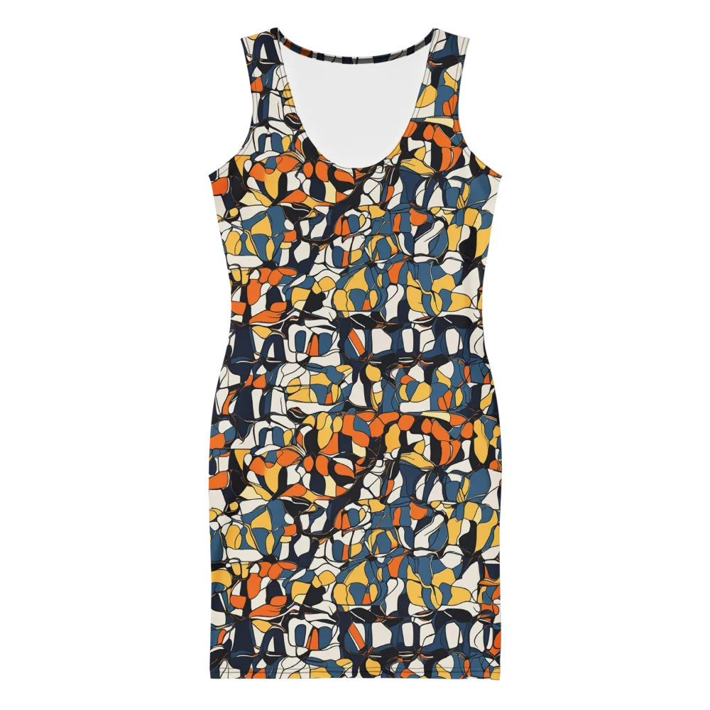 Cobalt Citrus Mosaic on Bodycon Dress — Front
