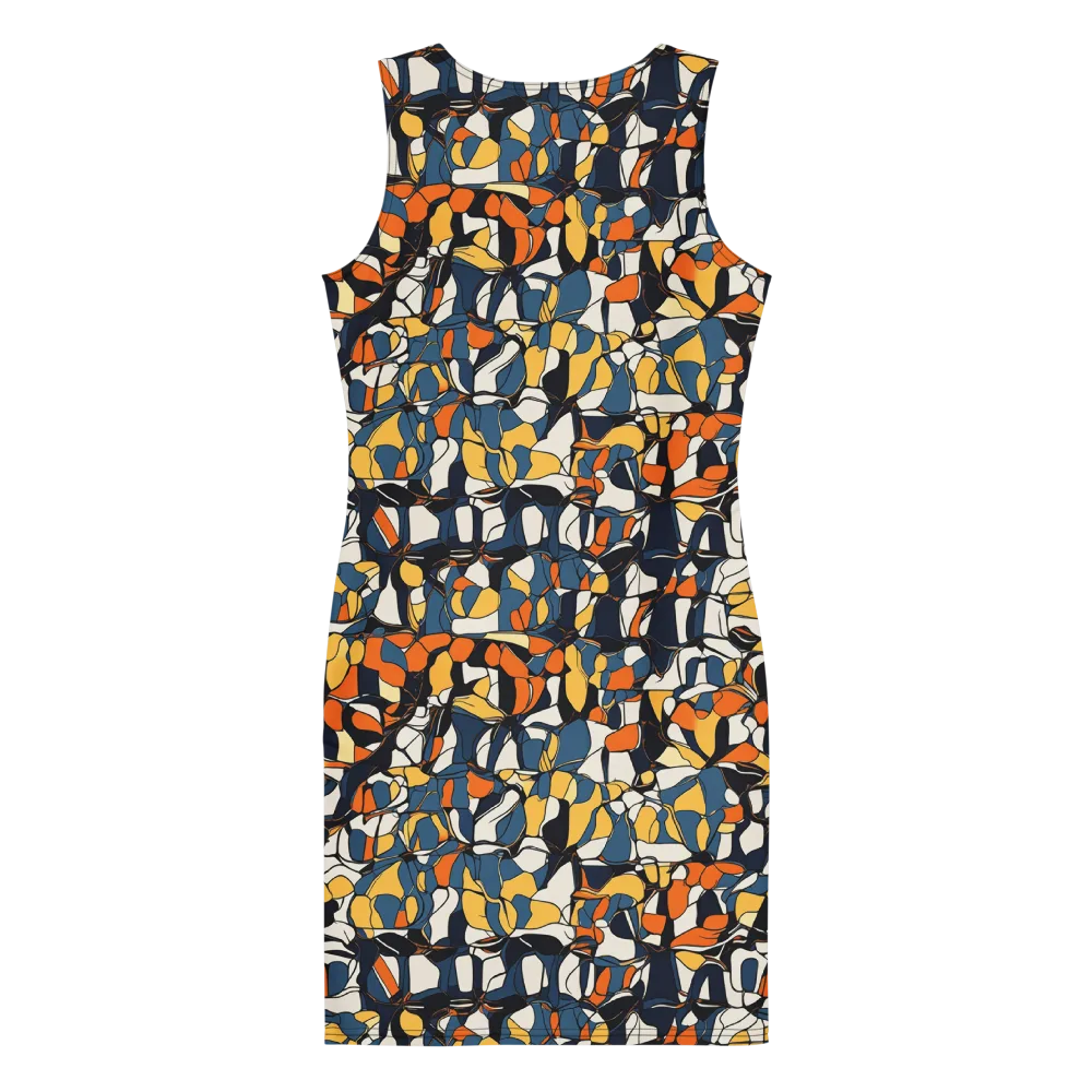 Cobalt Citrus Mosaic on Bodycon Dress — Back