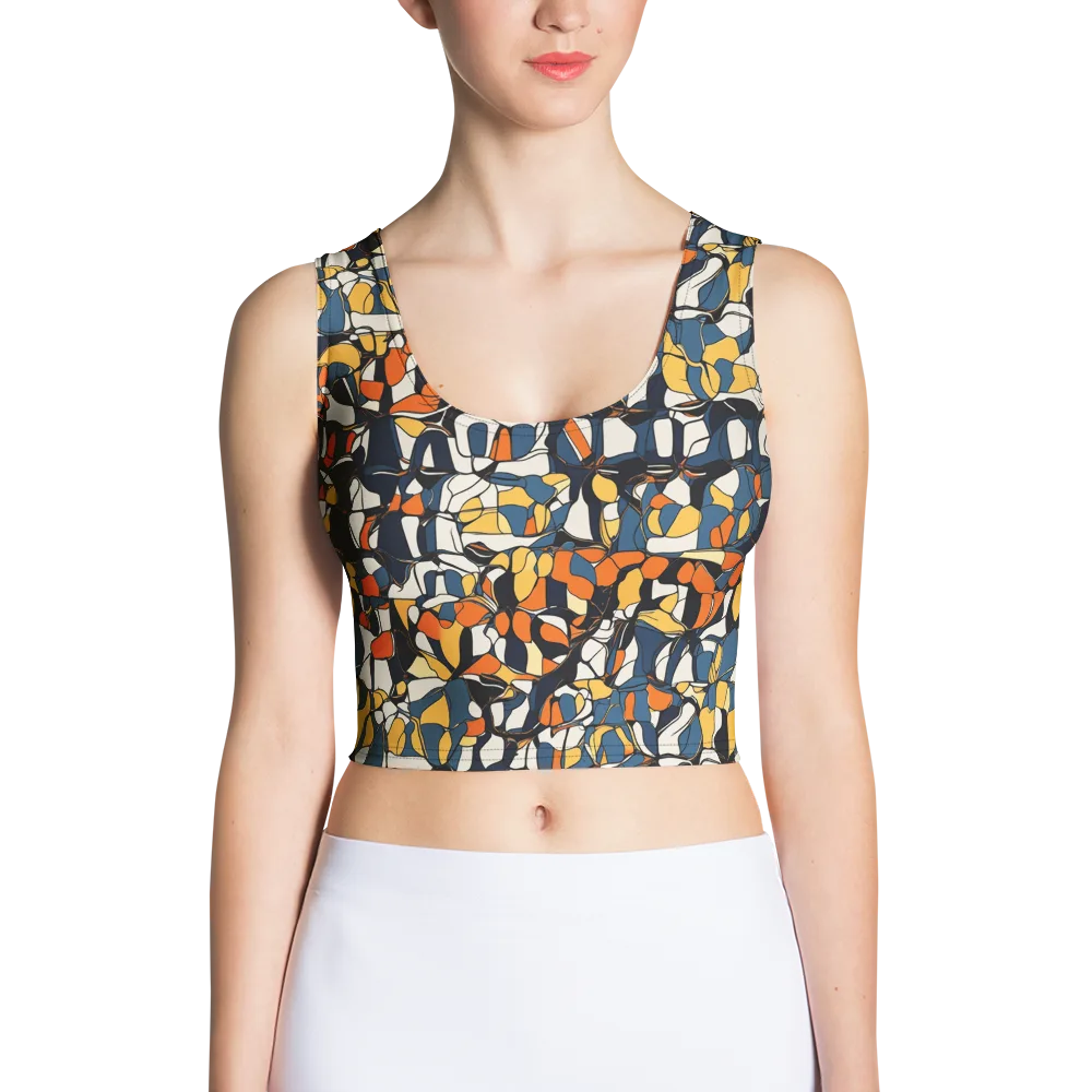 Cobalt Citrus Mosaic on Crop Top — Front