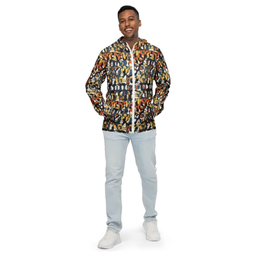 Cobalt Citrus Mosaic on a Men's Windbreaker