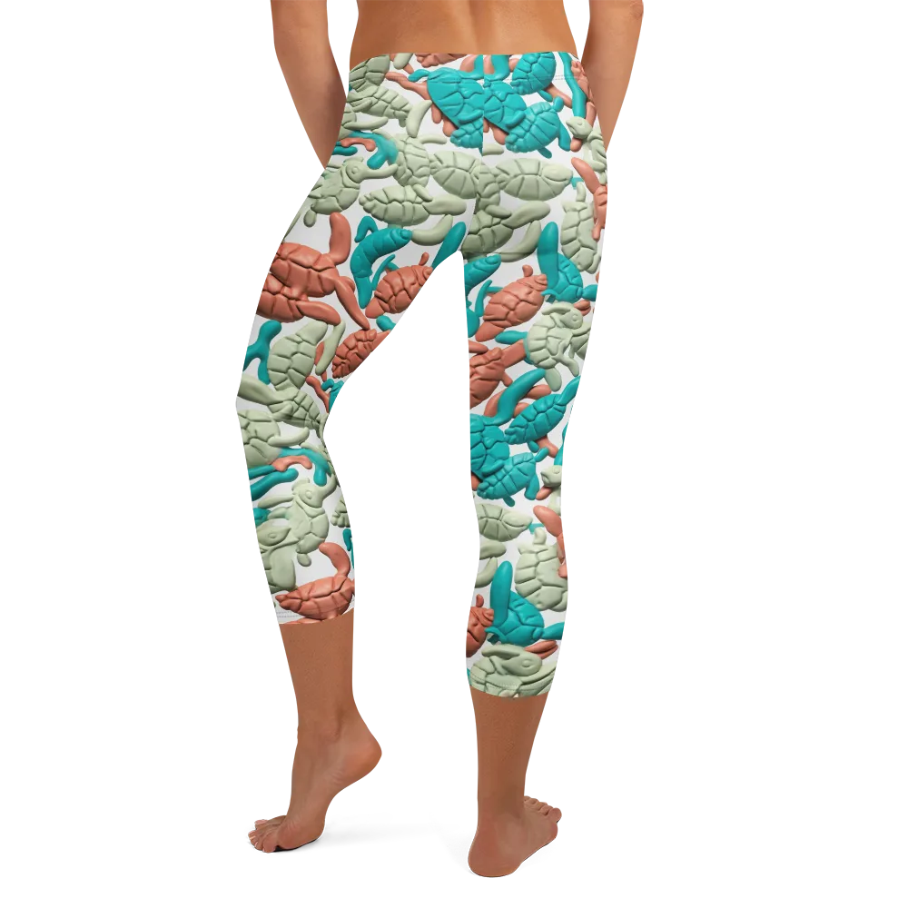 Coral Crustacean on Capri Leggings — Back