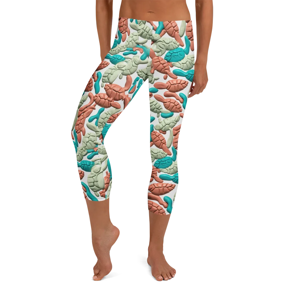 Coral Crustacean on Capri Leggings — Front