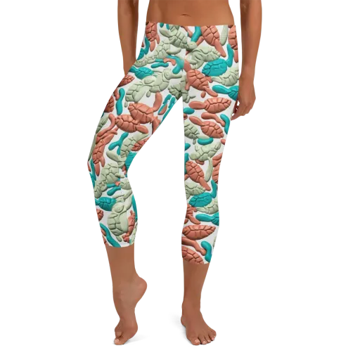 Coral Crustacean on a Capri Leggings