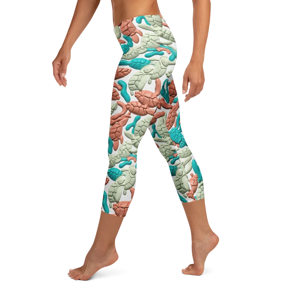 Coral Crustacean on Capri Leggings — Left