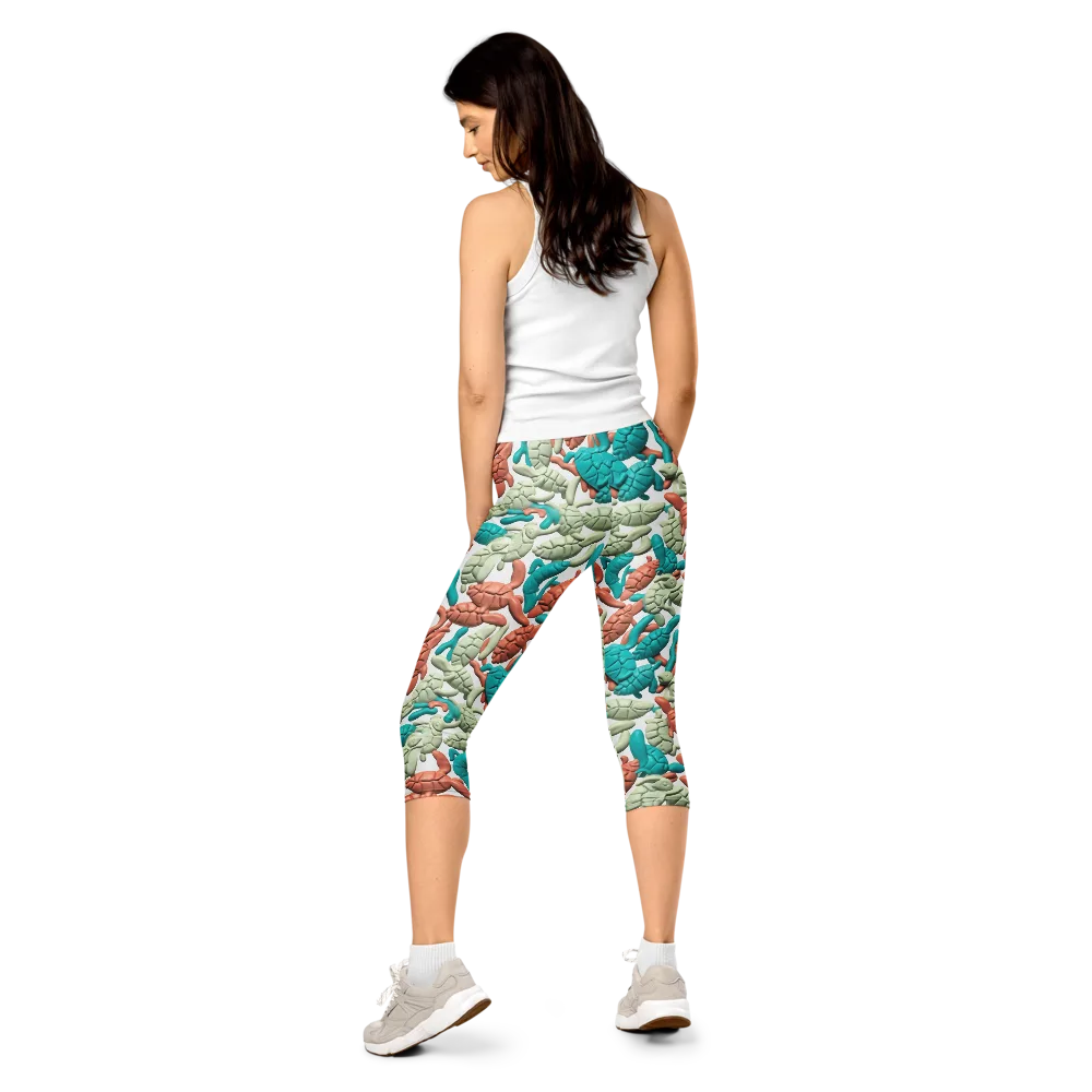 Coral Crustacean on Capri Leggings — Back