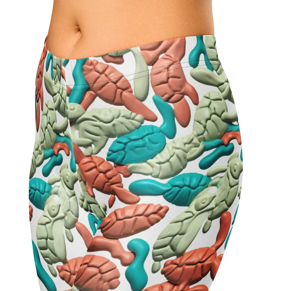 Coral Crustacean on Capri Leggings — Zoomed-in
