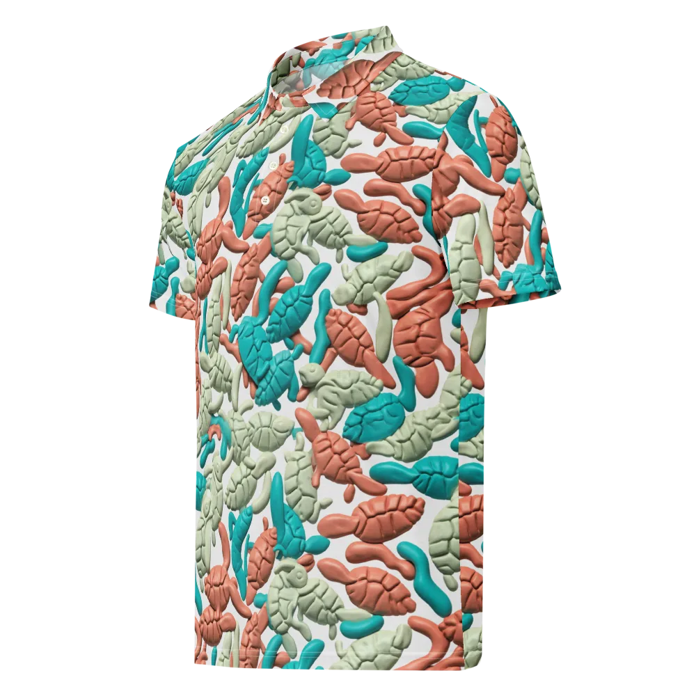 Coral Crustacean on Men's Slim Fit Polo Shirt — Left Front