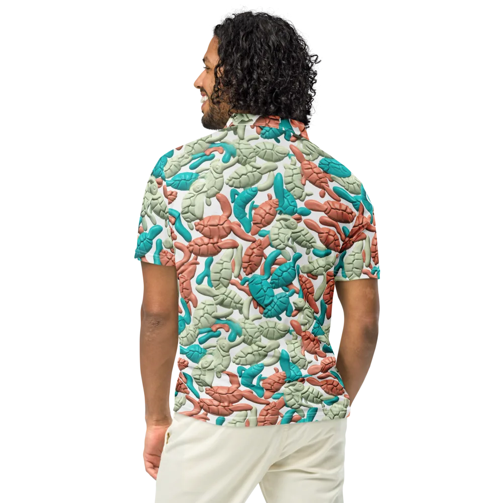 Coral Crustacean on Men's Slim Fit Polo Shirt — Back