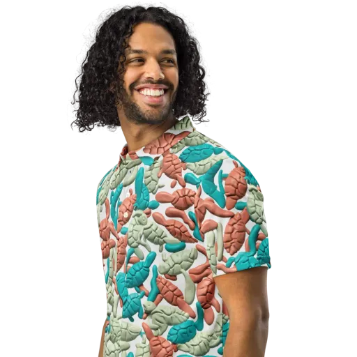 Coral Crustacean on a Men's Slim Fit Polo Shirt