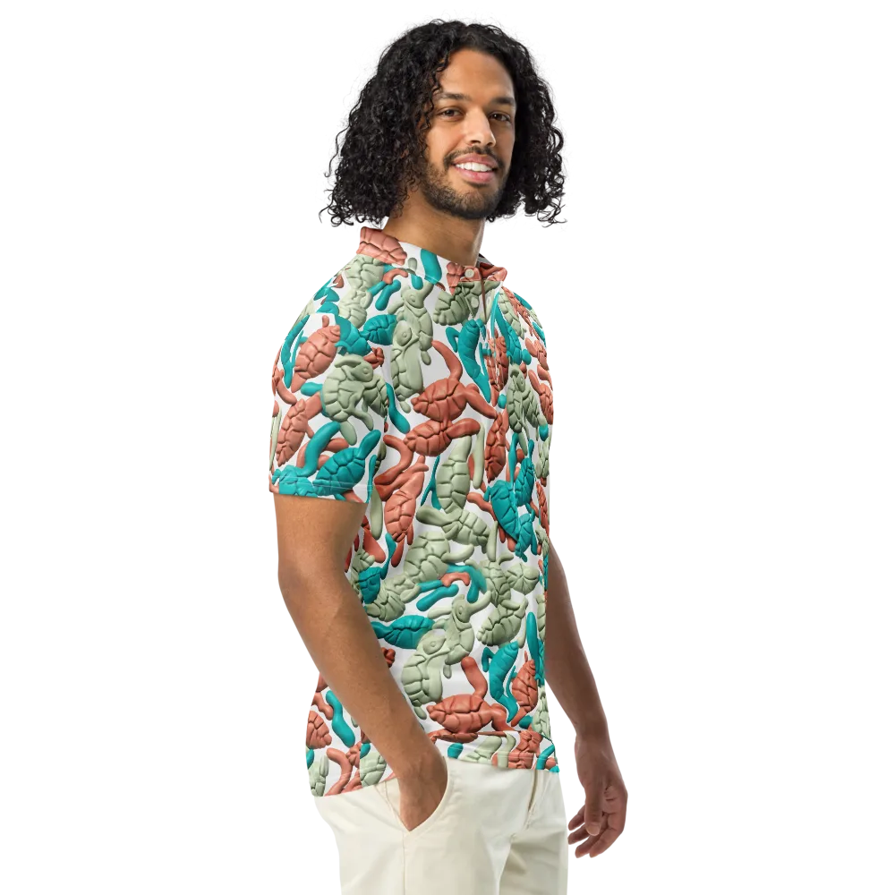 Coral Crustacean on Men's Slim Fit Polo Shirt — Right Front