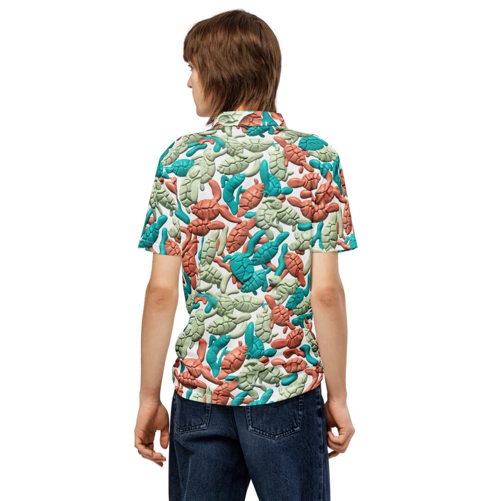 Coral Crustacean on Men's Slim Fit Polo Shirt — Back