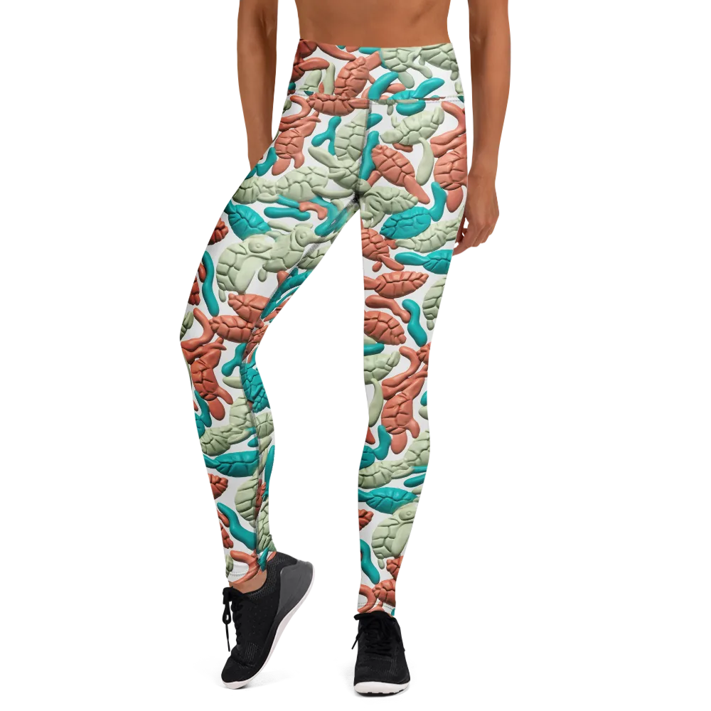 Coral Crustacean on Yoga Leggings — Front