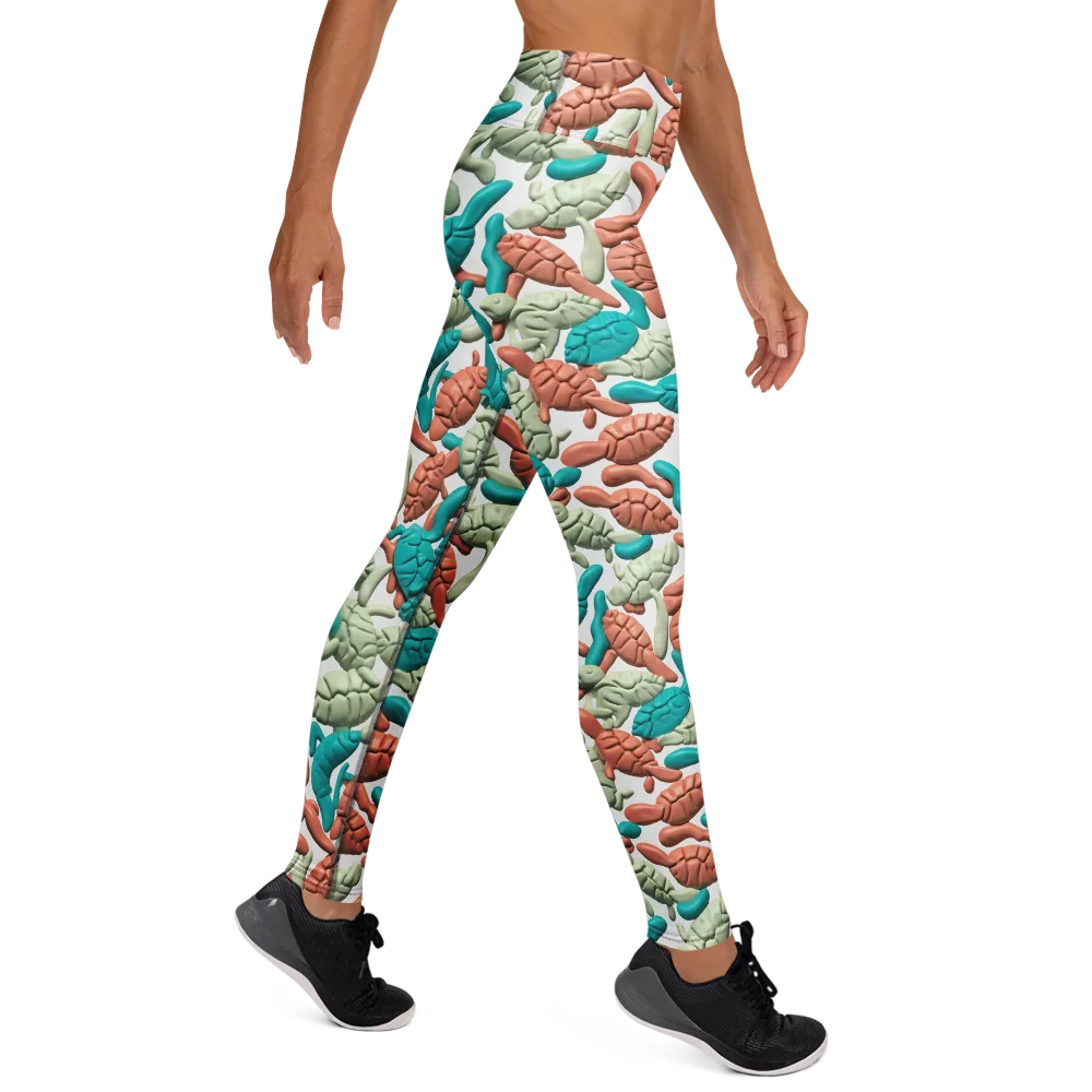 Coral Crustacean on Yoga Leggings — Right