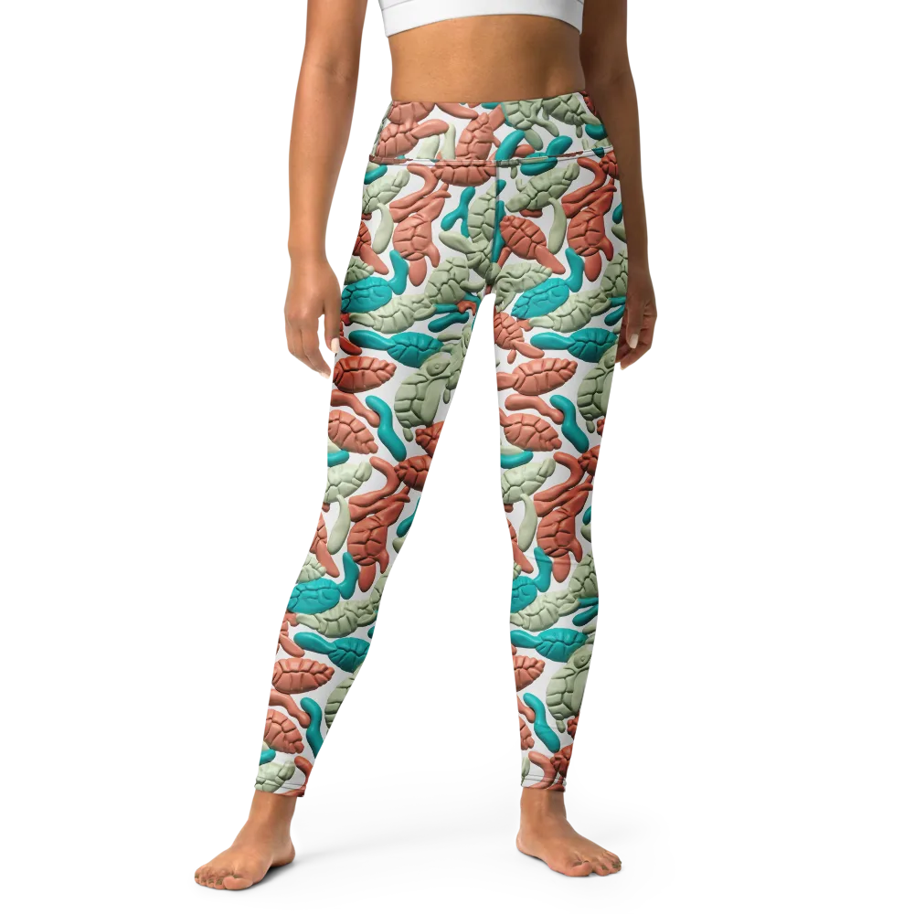 Coral Crustacean on Yoga Leggings — Front