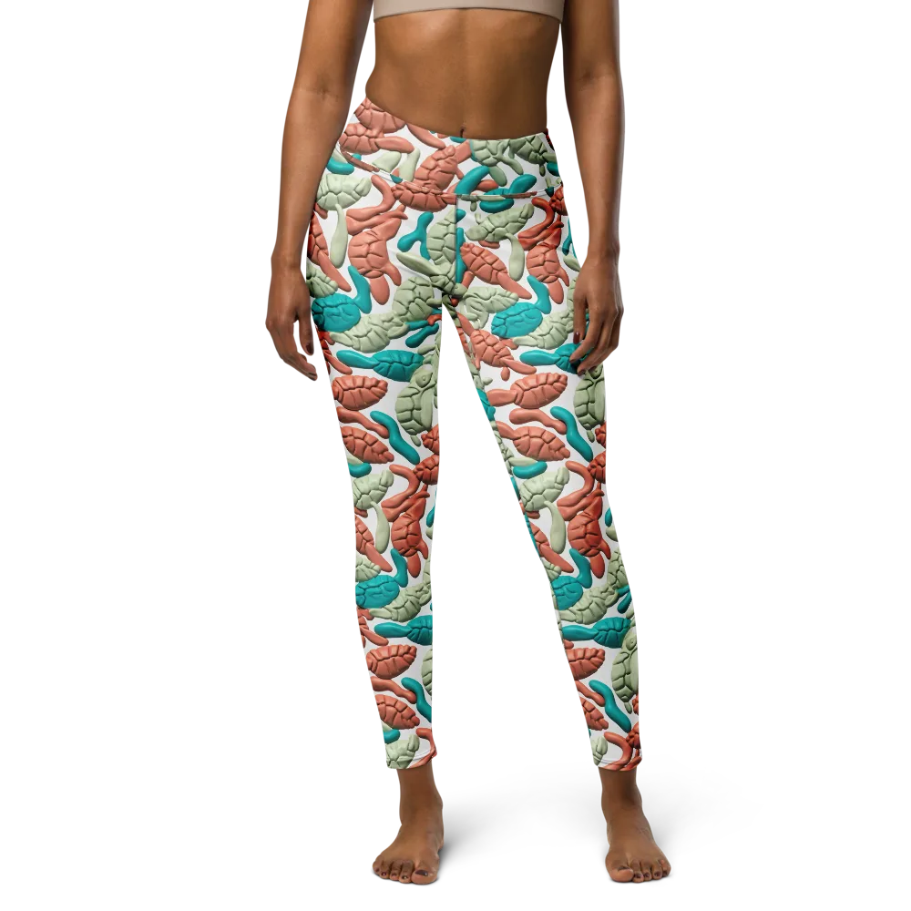Coral Crustacean on Yoga Leggings — Front