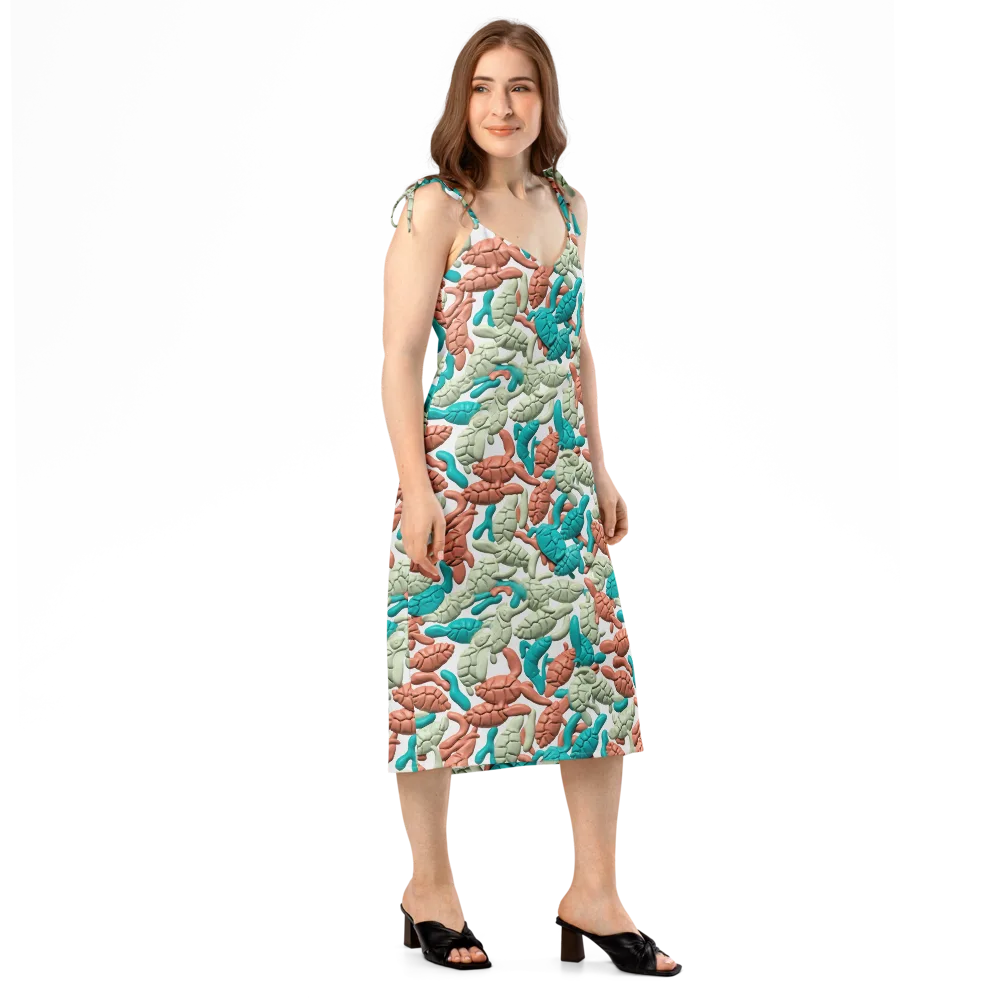 Coral Crustacean on Slip Dress — Right Front