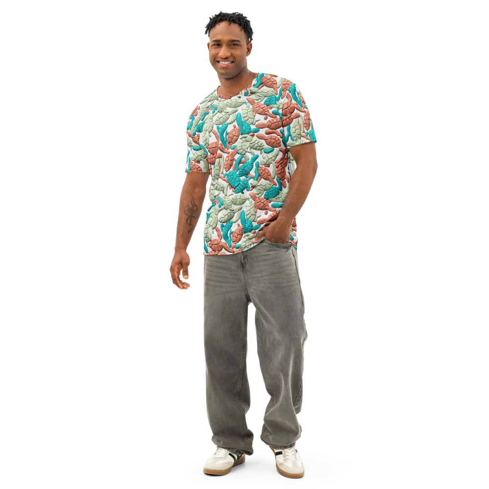Coral Crustacean on Men's Cotton Crew Neck T-Shirt — Front