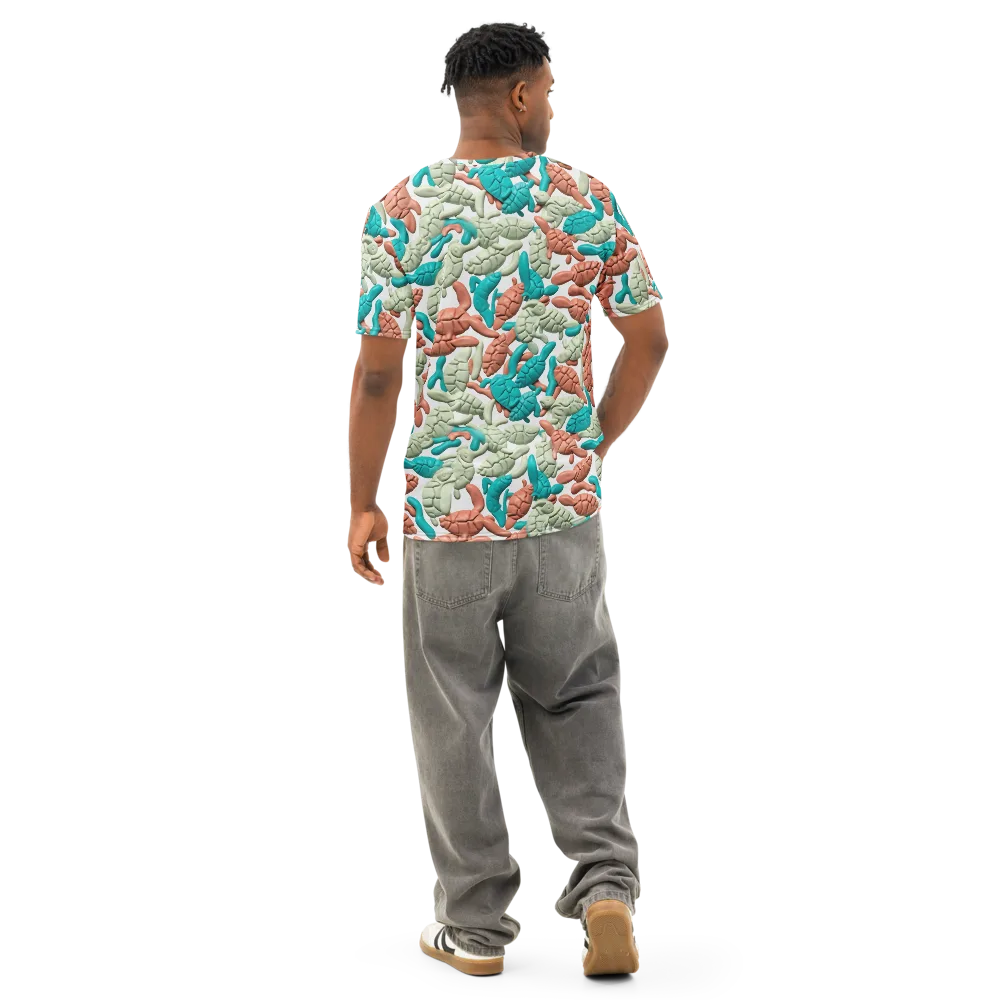Coral Crustacean on Men's Cotton Crew Neck T-Shirt — Back