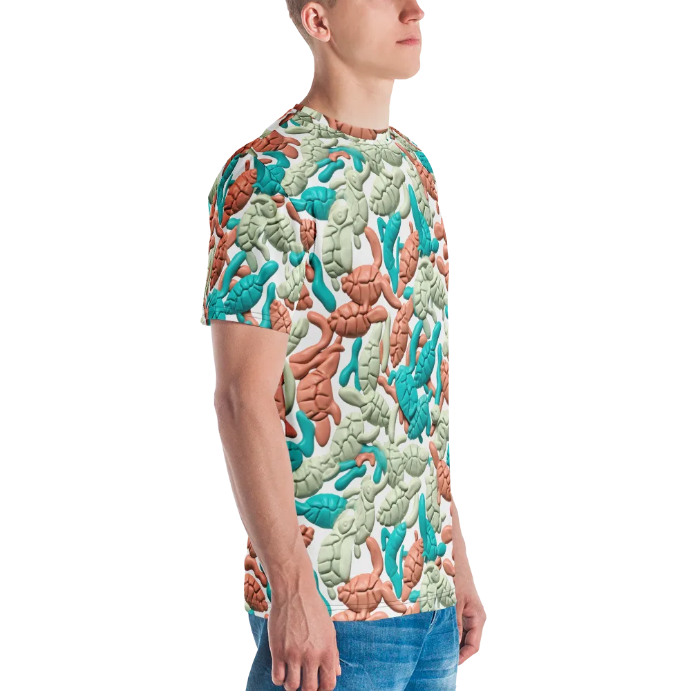 Coral Crustacean on Men's Crew Neck T-Shirt — Right