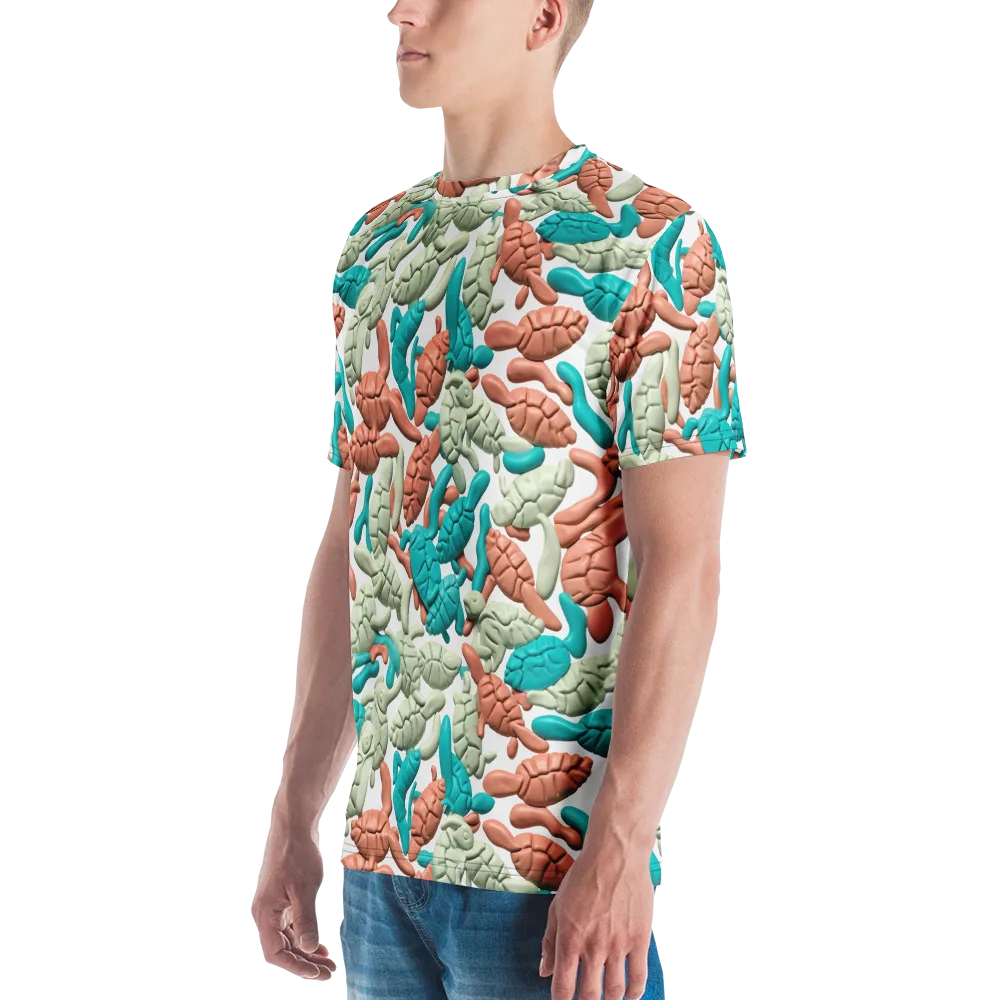 Coral Crustacean on Men's Crew Neck T-Shirt — Left