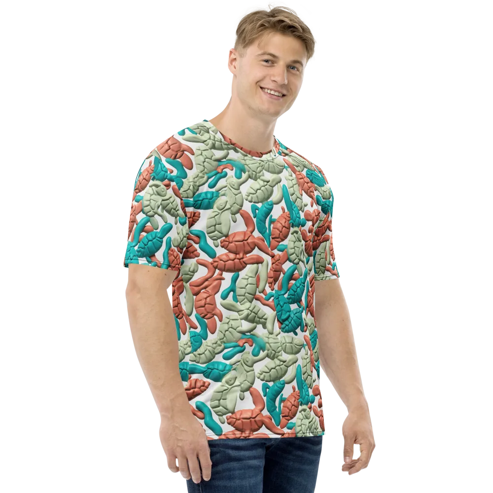 Coral Crustacean on Men's Crew Neck T-Shirt — Right