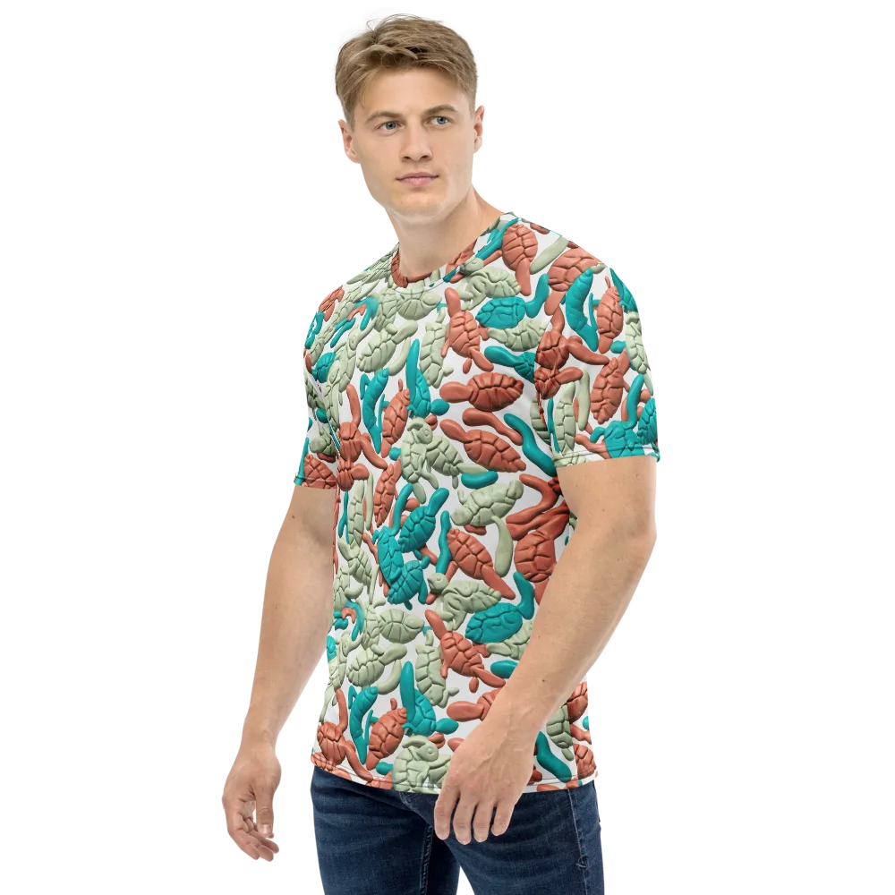 Coral Crustacean on Men's Crew Neck T-Shirt — Left