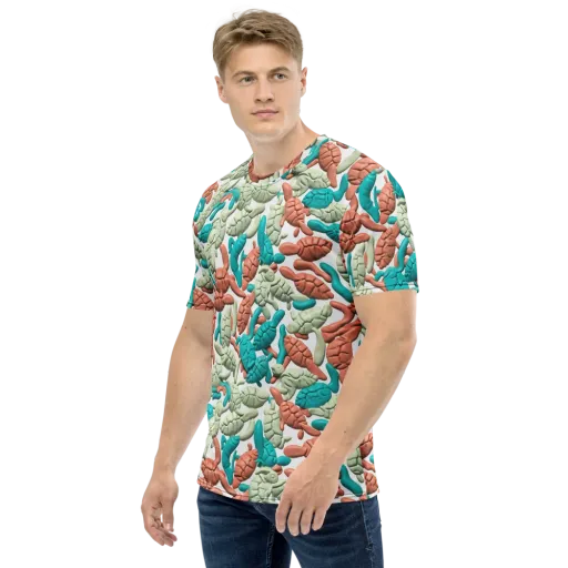 Coral Crustacean on a Men's Crew Neck T-Shirt