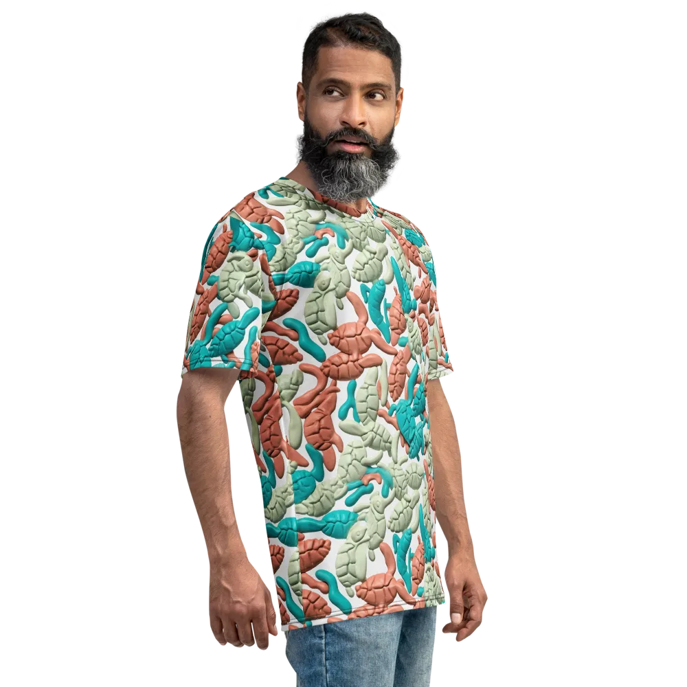 Coral Crustacean on Men's Crew Neck T-Shirt — Right