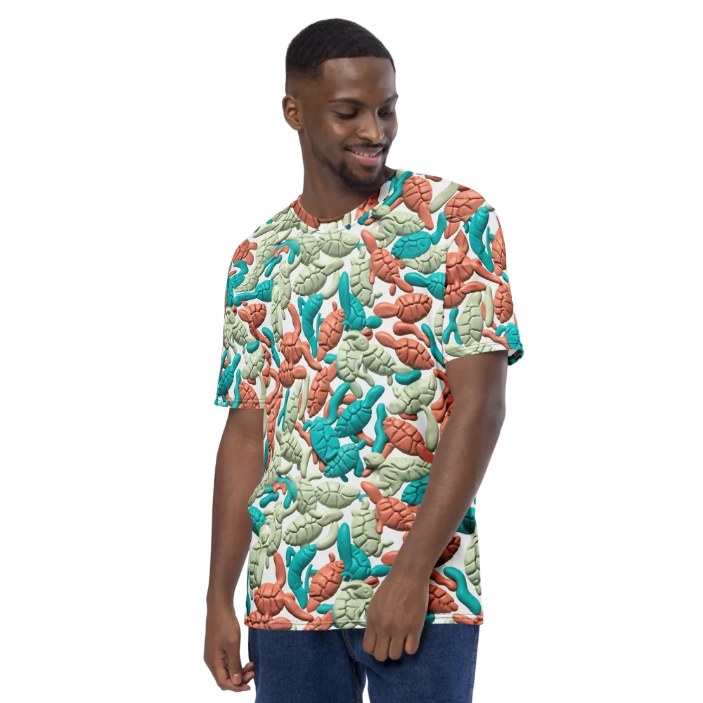 Coral Crustacean on Men's Crew Neck T-Shirt — Left