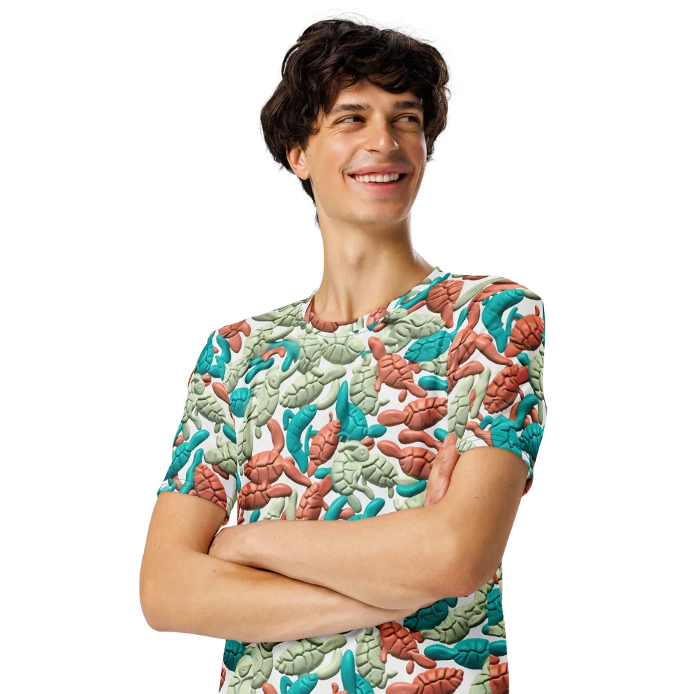 Coral Crustacean on Men's Crew Neck T-Shirt — Left Front