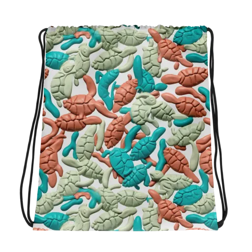 Coral Crustacean on a Drawstring Bag