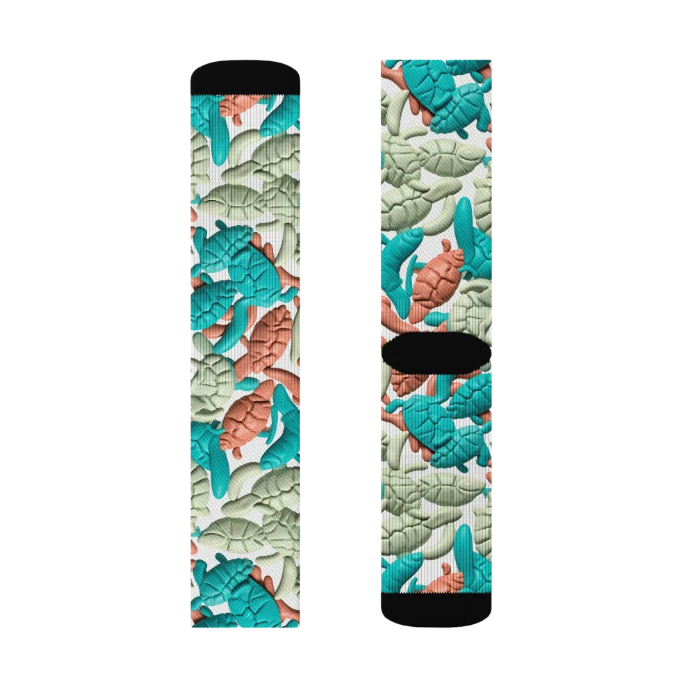 Coral Crustacean on Socks — Left Sock