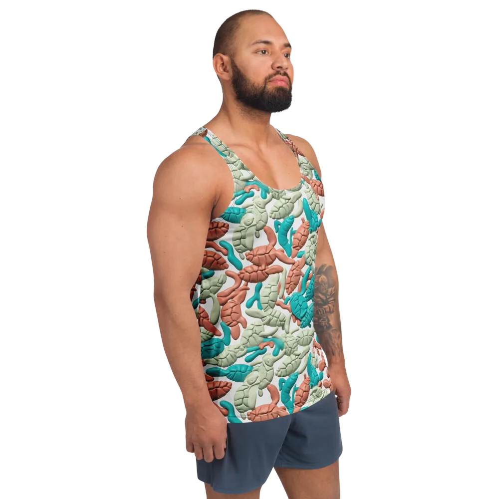 Coral Crustacean on Men's Tank Top — Right Front