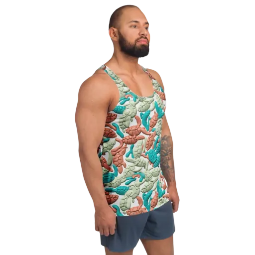 Coral Crustacean on a Men's Tank Top