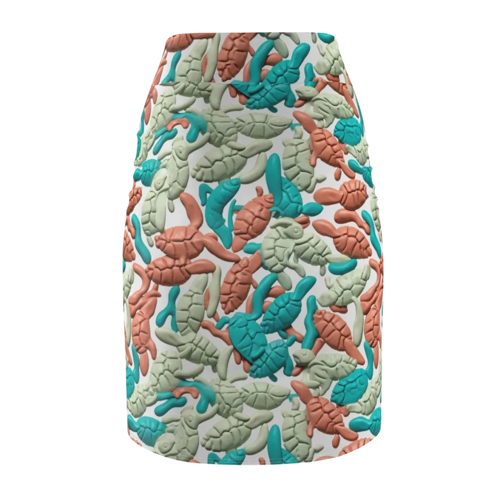 Coral Crustacean on Pencil Skirt — Back